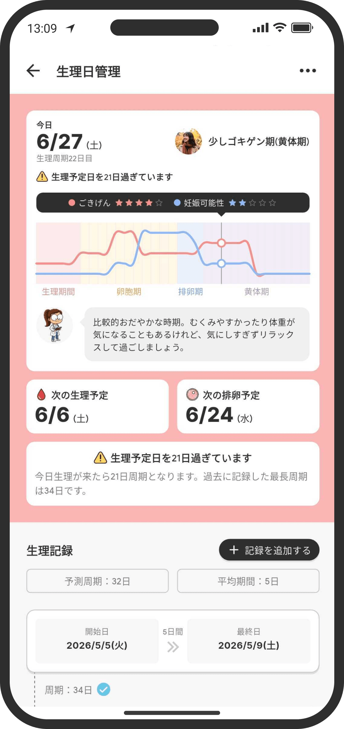 Period tracking
